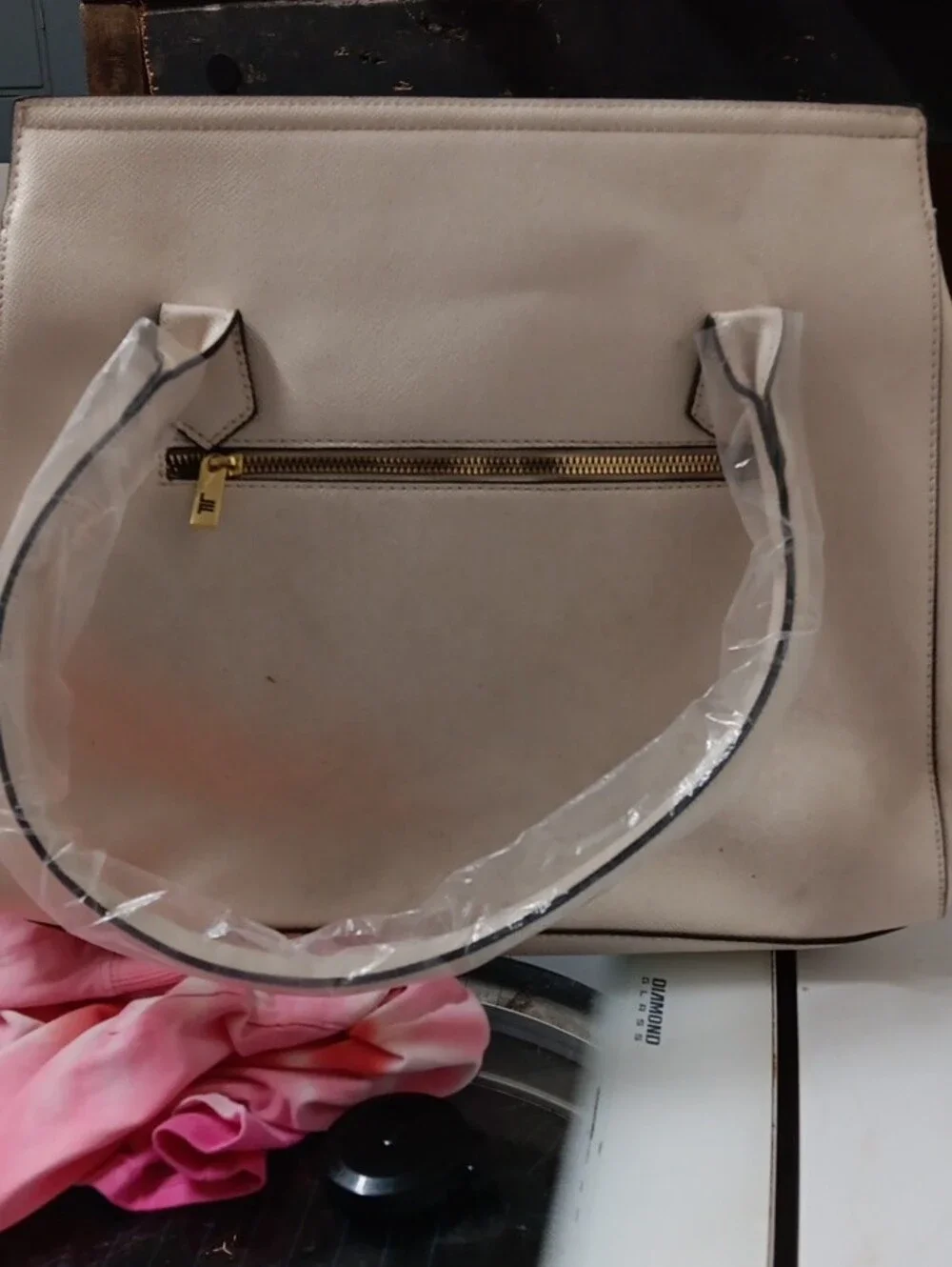 London Fog Ivory Structured Flap-Top Maille Tote